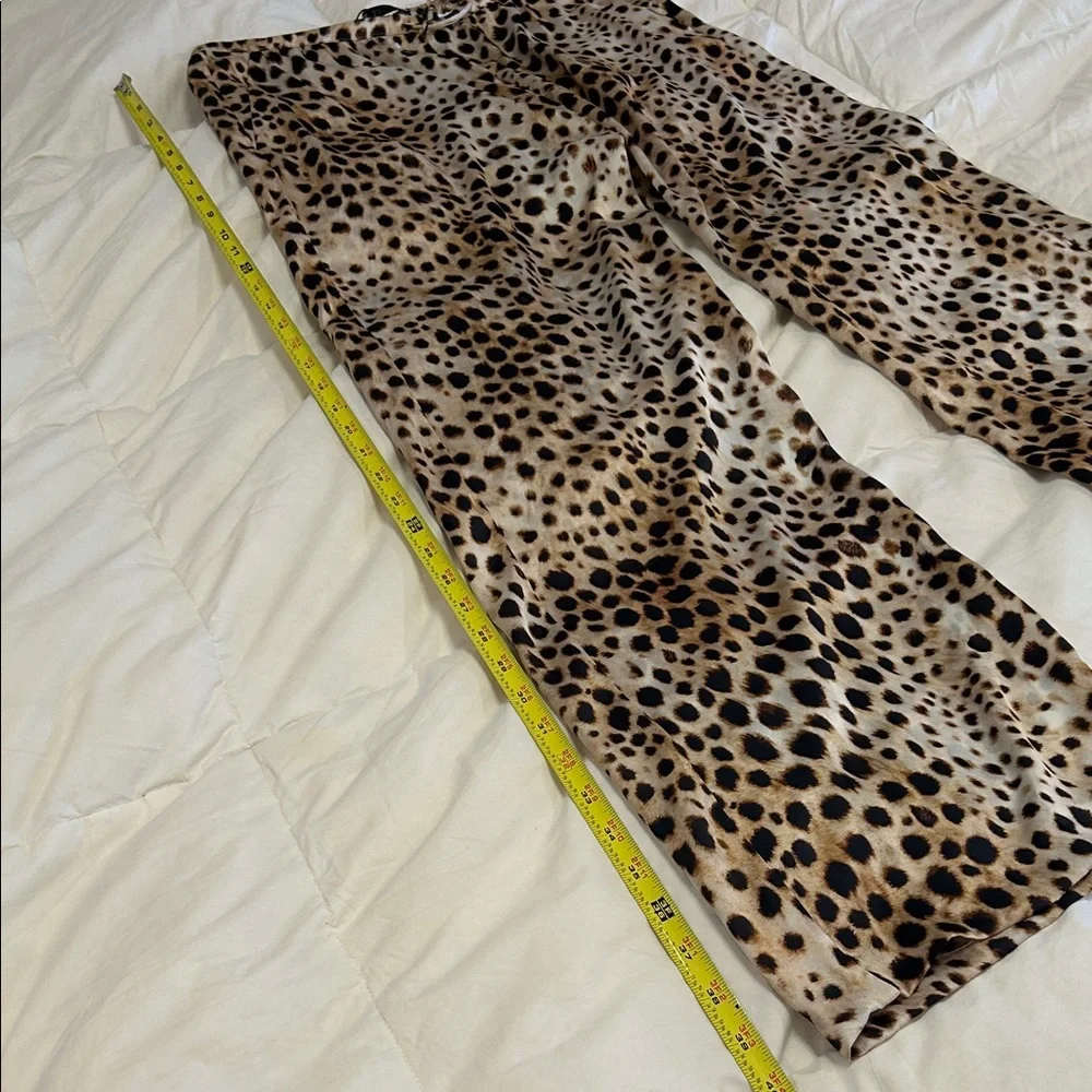 NWT Zara Two Piece Set Leopard Print Wide Leg Pants Small Cowl Top XS